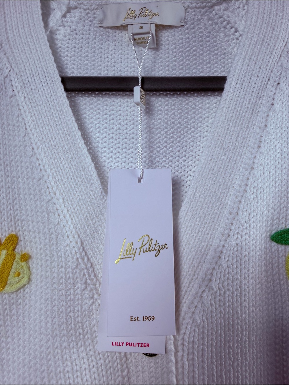 NWT Lilly Pulitzer Tippery Cardigan in Resort White Bee Sweet Embroidery Small - Picture 3 of 10